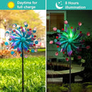 360°Solar Wind Spinner with Lights Blue Metal Garden Outdoor Decor Yard Lawn Art Decor for Patio Kinetic Windmills Unique Gifts for Friends and Family 60.63'' H x 13.38'' Dia by CozyNest Decor
