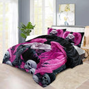 Gothic Skull Comforter Set King for Adults,Angel Wings Bedding Set Pink for Girls,Sexy Angel Comforter Bedroom Decor Teen,Gothic Skull Bedding Decor Pink Wings Quilt by CozyNest Decor