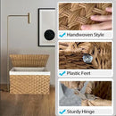 Wicker Storage Basket with Lid, 42.3 Gallon (160L) Large Blanket Basket with Lid, Woven Storage Bin with Handles, Removable Liner, Metal Frame, Foldable, for Bedroom, Laundry Room, Natural by CozyNest Decor