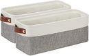 DULLEMELO Small Storage Baskets 15"x6"x5.5", Fabric Storage Bins for Toilet Tank Top [2 Pack], Back of The Toilet Basket (White&Grey) by TinyTreasures Baby Boutique