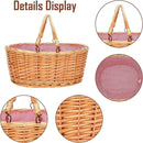 Wicker Picnic Basket with Double Folding Handles, Natural Large Willow Hamper Empty Basket Cheap Easter Eggs Candy Storage Wine Basket for Toy, Flower, Wedding（Red 16inch） by GreenHaven Gardens
