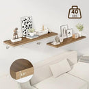 48" Floating Shelves for Wall, 12" Deep Slim Walnut Floating Shelves, Wall-Mounted Shelves for Bedroom, Living Room, Kitchen, Bathroom - Set of 2 by CozyNest Decor