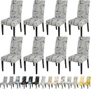 JQinHome Pattern Chair Covers for Dining Room Set of 8, High Stretch Removable Washable Parsons Chair Slipcover for Home Party Hotel Wedding Ceremony (8PCS, Lotus Gray) by CozyNest Decor