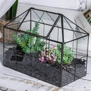 NCYP Glass Terrarium Planter with Lid for Small Succulent Cacti, Grid House Shape Black Geometric Terrarium Pot, Home Garden Indoor Tabletop Decor, 9.84" x 5.31" x 7.87" (No Plants) by CozyNest Decor