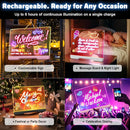 16-Inch Rechargeable Doodle Glow LED Note Board, 7-Color Light Modes, Neon Art Dry Erase Light Up Drawing Pad with Built-in Stand, Sketching Gift Toy for Kids/Girls/Teens, 5 Markers & Tracing Book by TinyTreasures Baby Boutique