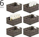 mDesign Woven Farmhouse Kitchen Pantry Food Storage Organizer Basket Box - Container Organization for Cabinets, Cupboards, Shelves, Countertops, Store Potatoes, Onions, Fruit, 6 Pack, Espresso Brown by CozyNest Decor