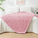 Bigacogo Chunky Knit Throw Blanket for Couch, 40x60 inches, 100% Hand Knitted with Thick Jumbo Chenille Yarn, Cozy Soft Large Rope Knot Cable Crochet Blankets for Sofa Bed Living Room, Blush Pink by CozyNest Decor