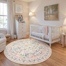 Wonnitar Washable Round Rugs 6ft, Pink Floral Circle Rug Large Round Carpet for Bedroom, Boho Soft Ultra-Thin Circular Carpets for Kids Playroom Living Room Nursery by TinyTreasures Baby Boutique