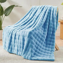 NEWCOSPLAY Faux Fur Throw Blanket Blue Bubble Blanket Thick Warm Soft for Couch Sofa Bed 550GSM (Blue, Throw(50"x60")) by CozyNest Decor