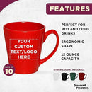 DISCOUNT PROMOS Custom Glossy Ceramic Latte Coffee Mug 12 oz. Set of 10, Personalized Bulk Pack - Perfect for Tea, Espresso, Cappuccino, Hot Cocoa - Red by CozyNest Decor