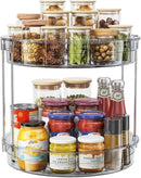 LAMU 12 inch 2 Tier Lazy Susan Turntable Organizer Rotating Spice Rack Organization for Cabinet, Kitchen, Pantry, Countertop, Bathroom, Vanity, Medicine Cabinet Organizer, Grey by CozyNest Decor
