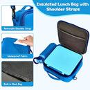 Kids Bento Lunch Box with 8oz Soup Thermo, Water Bottle, Kids Leakproof Lunch Food Containers with 4 Compartment, Insulated Hot Food Jar with Lunch Bag for School, Trvael (Blue) by TinyTreasures Baby Boutique