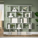 White 5-Tier Geometric Bookcase, S-Shaped Modern Bookshelf Set of 2, 62.6" Tall Room Divider Book Shelf, Decorative Display Shelf by CozyNest Decor