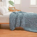 WESHIONGOO Chunky Knit Blanket Throw 50"×60" Knitted Throw Blankets for Couch Bed Fluffy Soft Blanket with Jumbo Chenille Yarn Thick 100% Handmade(Dusty Blue) by CozyNest Decor