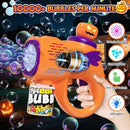 Halloween Bubble Machine Gun for Kids: 2 Pack Automatic Bubble Maker Blaster Toys with LED Lights, 10 Refill Solutions, Pumpkin & Ghost Bubble Blower for Halloween, Party Favor, Toddlers 3-8 Gifts by TinyTreasures Baby Boutique