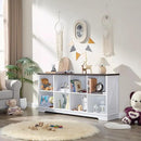 Farmhouse 8 Cube Bookshelf, White Storage Organizer Bookcase, Kids Toy Storage Cabinet, Long Bookshelves Storage Organizer Shelf, Wood Display Cabinet Book Shelves for Bedroom,Living Room,Office by CozyNest Decor