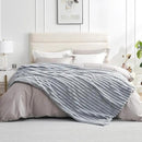 Amélie Home Faux Fur Throw Blanket for Couch, Cozy Fuzzy Fluffy Fur Luxurious Soft Striped Plush Gift Blankets for Family Sofa Chair Bed Living Room Bedroom, 60"x80", Light Grey by CozyNest Decor