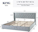 Allewie King Size Lift Up Storage Bed, Button Tufted Headboard with Wingback, Hydraulic Support, No Box Spring Needed, Grey Blue by CozyNest Decor