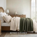 Chunky Chenille Knit Throw Blanket for Couch, Soft Luxurious Moss Stitch Blankets for Bed, Cozy Decorative Farmhouse Knitted Throws for Sofa, Olive Green, 50" x 60"