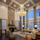 12 - Light Unique Empire Crystal Chandelier for Foyer Entryway Living Room Dining Room Bedroom Entryway Gold Finish by CozyNest Decor