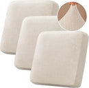 H.VERSAILTEX Velvet Stretch Couch Cushion Cover Plush Cushion Slipcover for Chair Loveseat Sofa Cushion Furniture Protector Seat Cushion Sofa Cover (3 Piece XL Sofa Cushion Covers, Ivory Striped) by CozyNest Decor