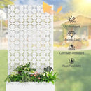 Raised Garden Bed with Trellis and Wheels,73"x35"x16" Metal Raised Garden Bed,White Squared Metal Planter with Climbing Trellis for Vines & Vegetables by GreenHaven Gardens