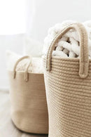 OrganiHaus Large Woven Baskets for Storage 15x18, Cotton Rope Baskets for Storage, Tall Blanket Basket for Living Room, Nursery Laundry Basket, Big Basket for Toys, Basket for Blankets, Honey by CozyNest Decor