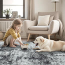 Area Rug 9x12 Washable Rugs: Abstract Large Living Room Rugs with Non-Slip Backing, Stain Resistant Indoor Floor Carpet for Bedroom Dining Room Table Nursery Hallway Home Office Dark Black/Gray by TinyTreasures Baby Boutique