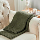 CozeCube Check Knit Throw Blanket, Olive Green Checkered Throw for Couch, Decorative Christmas Soft Cozy Warm Knitted Blanket for Bed Sofa Living Room, 50"X60" by CozyNest Decor