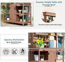 Merax 66" Large Outdoor Farmhouse Wooden Potting Bench Table, Garden Workstation with 2 Drawers, Cabinet, and Open Shelves for Backyard, Mudroom, Brown by GreenHaven Gardens