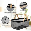 Portable Garden Harvest Basket-Mesh Design Natural Bamboo Handle Wire Storage Baskets,Mesh Basket with Handle Organize Items Reduce Space Occupation,Suitable for Kitchen,Garden,Picnic(Black) by GreenHaven Gardens