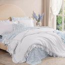 Twin XL Comforter Set - 5 Pieces Ruffle White Bedding Sets, Shabby Chic Farmhouse Bed in a Bag Twin XL with Ruffle Comforter, Floral Sheets, Pillowcases & Shams by CozyNest Decor