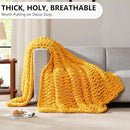 L'AGRATY Chunky Knit Blanket Throw: 72''x84'' Chenille Chunky Knitted Throw Blanket for Bed Couch - Handmade Thick Big Cable Knit Blanket - Large Chunky Crochet Rope Blanket for Home Decor(Yellow) by CozyNest Decor