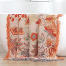 Boho Fall Throw Blanket for Bed，100% Ultra Cotton Soft Breathable Bed Throw Floral Printed Farmhouse Decor Rustic Bed Throws for Couch Sofa Quilt 60" x 80"-Orange& Sage Green by CozyNest Decor