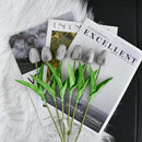 Mandy's Artificial Tulips 20 Stems Silver Grey PU Faux Flowers for Wedding Home Decor 13.5 Inch by CozyNest Decor