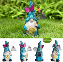 Garden Gnome Statues Outdoor Decor Solar Gnomes with Butterfly on LED Lighted Flowers, Resin Blue Gnomes Sculpture for Patio Yard Lawn Onament Decoration by GreenHaven Gardens