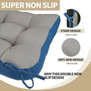 BUYUE Chair Cushion Set for Rocking Chair, Back Pillow & Seat Cushion with Ties, Original Woven Fabric Non-Slip Chair Pads for Elderly Sitting, Blue by CozyNest Decor