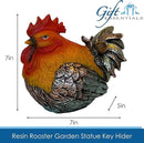 Rooster Garden Statue Quietly Holds a Hidden Key Outside for Your House or in Your Kitchen for Your Car by GreenHaven Gardens