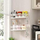 PUSDON Hanging Storage Baskets Organizer Wall Mount, Metal Wire Storage Bin Rack for Kitchen Bathroom Shower Spice Shelf Home Decor Essentials White-2 Packs (Guardrail) by CozyNest Decor