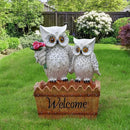 Garden Owl Statue Planter Outdoor - Large Owl Welcome Statue Tall Decor Fake Owls to Scare Birds Outdoor Sculptures for Patio Porch 25.2inch, White by GreenHaven Gardens