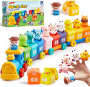 Learning Toy for Toddlers 1 2 3 Years Old, Counting, Matching & Sorting Montessori Learning Farm Train Including 9 Farm Animals and 1 Farmer, Easter Christmas Birthday Gift for Baby Boys Girls by TinyTreasures Baby Boutique