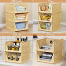 5 Pack Stackable Closet Storage Basket - Stackable Storage Bins, Multifunctional & Foldable Closet Organizer, Wardrobe Cupboard Space-Saving Hat Storage Drawer Organizer, Yellow by CozyNest Decor