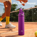 Insulated Water Bottle with Straw Stainless Steel Water Bottle, Leak-Proof, BPA-Free, Double Wall Vacuum Keeps Cold for 24 Hours for Sports, Travel, School (18 oz, Bright Magenta) by CozyNest Decor