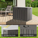 50GAL Brown Deck Box with Special Pattern & Lock Hole – Waterproof, SGS - Approved UV Resistance, Stylish Storage for Outdoor Cushions & Decor, Effortless Assembly by GreenHaven Gardens