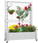 YITAHOME 43.3x17.7x61 in Planter Trellis Box with Wheels & Drain Plug, Outdoor Resin Raised Garden Bed for Climbing Plants, Large Weather-Resistant Design, Grayish-White by GreenHaven Gardens