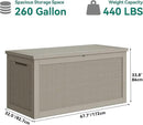 YITAHOME 260 Gallon XXL Large Deck Box, Outdoor Resin Storage Box, Lockable Storage Container for Patio Cushions, Furniture, Garden Tools, Water Resistant (Brown) by CozyNest Decor