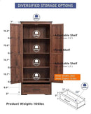72" Tall Wood Storage Cabinet, Farmhouse Kitchen Pantry Cabinet with Adjustable Shelves & Drawer & Barn Doors, Versatile Storage for Kitchen, Dining Room, Bathroom, Brown by CozyNest Decor
