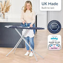 Classic 4-Leg Ironing Board with Iron Rest - Freestanding Full Size Iron Board for Clothes Pressing and Steaming with 43" x 14" Surface - Blue Arrows by CozyNest Decor