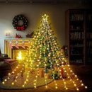 Christmas Star String Lights, 320 LED Waterfall Tree Lights with 13" Topper Star 8 Lighting Modes Indoor Outdoor Halloween Decorations for Holiday, Wedding, Party (Warn White)