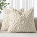 decorUhome Fall Throw Pillow Covers 16x16 Inch Set of 2, Soft Plush Decorative Faux Fur Beige Solid Couch Pillow Covers, Accent Farmhouse Neutral Square Euro Pillow Cases for Sofa Bed Living Room by CozyNest Decor